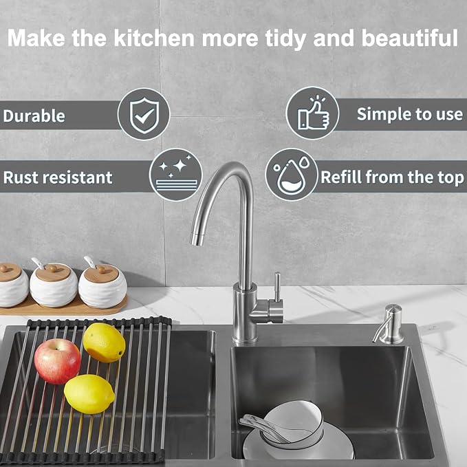 Soap Dispenser for Kitchen Sink, Stainless Steel Countertop Dish Soap Dispenser - Image 6