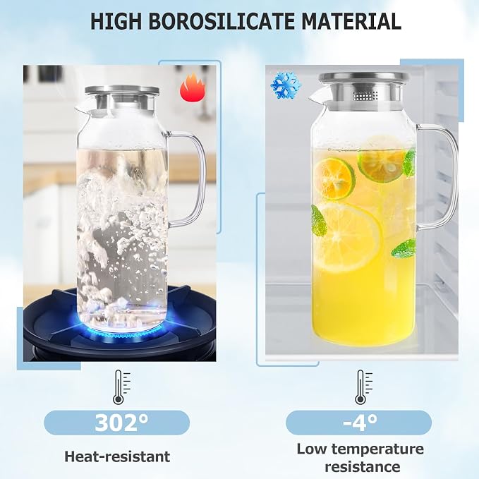 Yirilan Glass Pitcher, 2 Liter Water Pitcher - Image 3