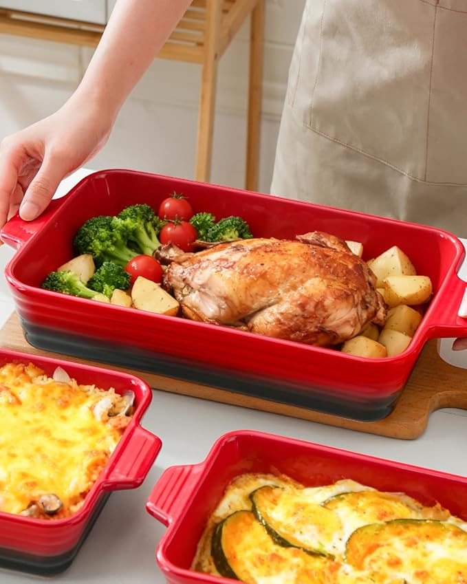 Casserole Dishes For Oven, Heat-Resistant Ceramic Bakeware Set Of 4 Rectangular - Image 5