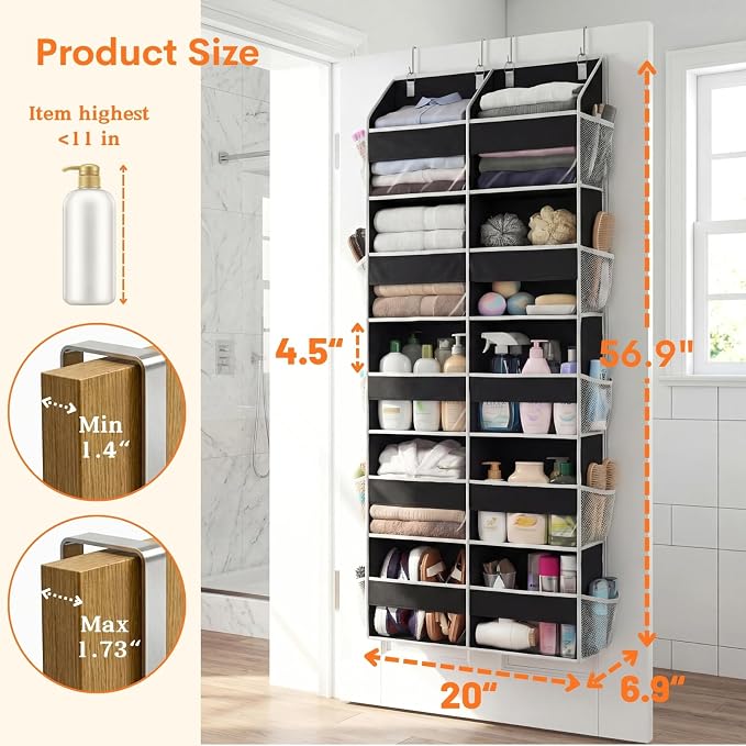Over the Door Organizer 5 Tiers, Extra Large Behind Door Storage of 10 - Image 4