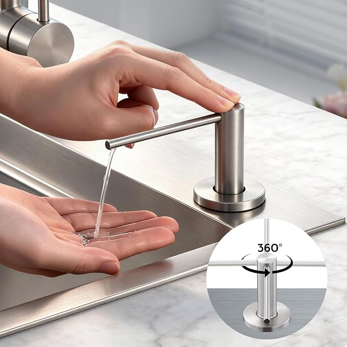 Soap Dispenser for Kitchen Sink Brushed Nickel GAPPO Stainless Steel Countertop - Image 8