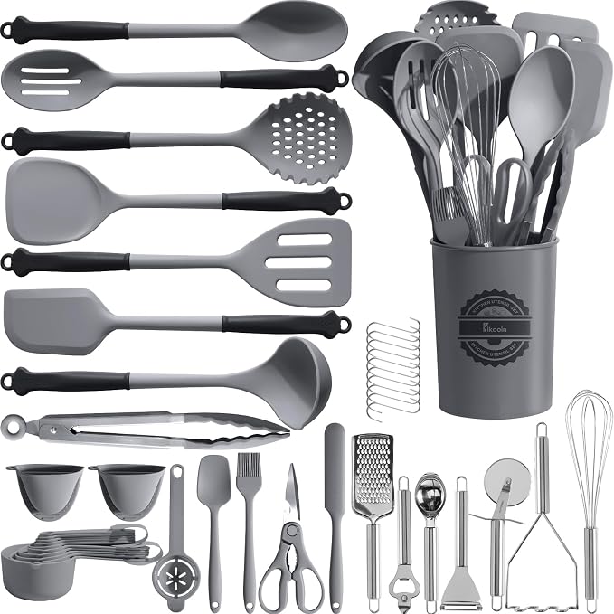 Kikcoin 43Pcs Large Kitchen Utensils Set by Kikcoin