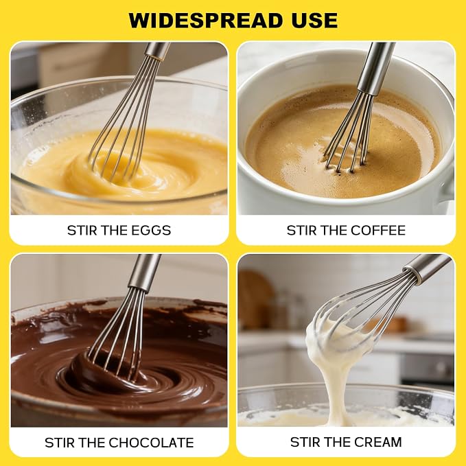 NileHome Mini Whisks Stainless Steel Whisk Set 9" 11"Kitchen Small Wisk Balloon - Image 6