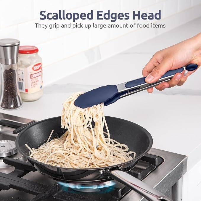 600ºF Heat Resistant Kitchen Tongs: U-Taste 9 in Silicone Cooking Tong - Image 4