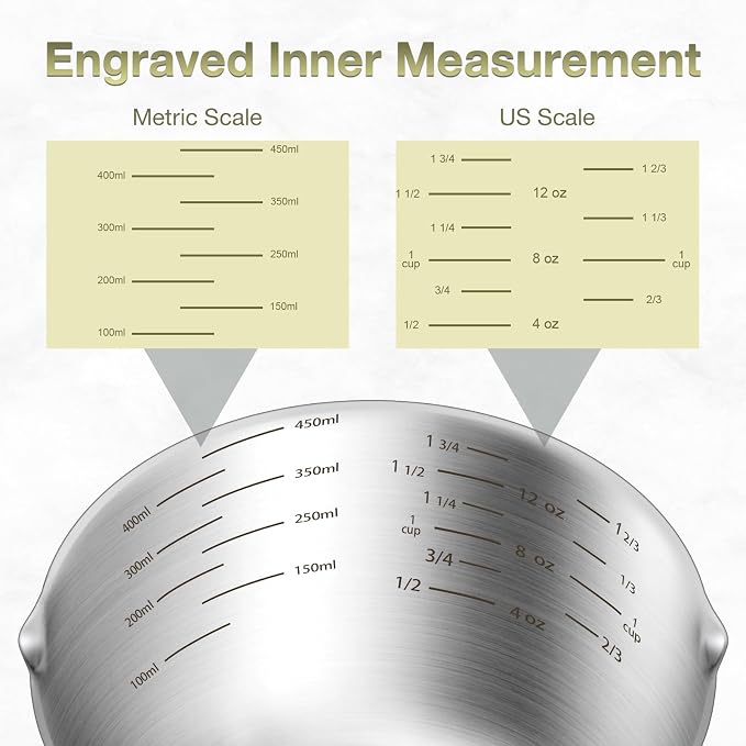 1PCS 2Cup Single Measuring Cup, Etched Inner Scale Stainless Steel Measure Scoop - Image 3