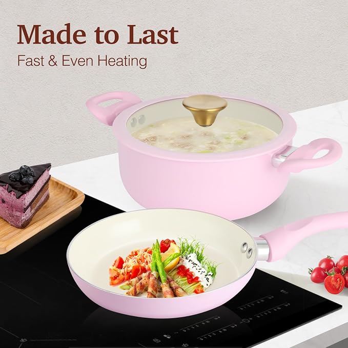 M MELENTA Pots and Pans Set Non Stick, 11-Piece Induction Cookware, Non Toxic - Image 4