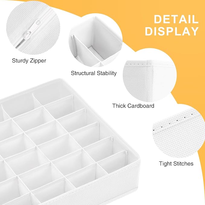 Joyoldelf Sock Drawer Organizer Divider Underwear Organizer 24-cell Fabric - Image 6