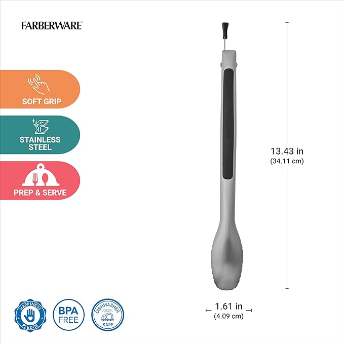 Farberware Stainless Steel Kitchen Tongs 12 Inch Locking Heat Resistant - Image 2
