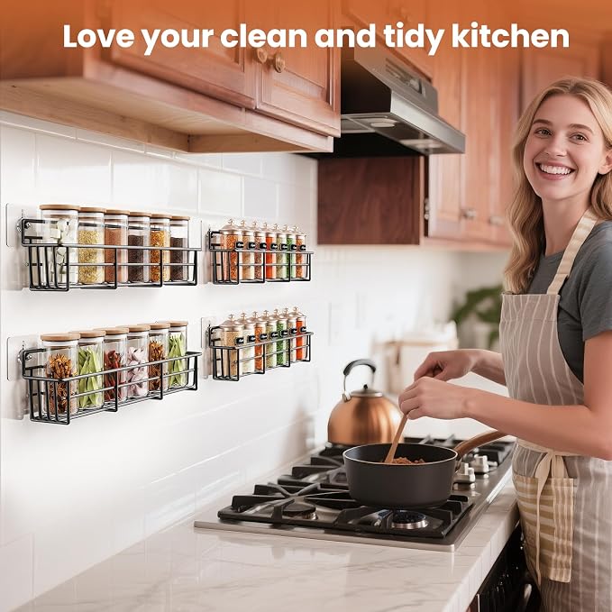 Mystozer Spice Rack Organizer Wall Mount, Hanging Spice Pantry Storage Shelf - Image 2