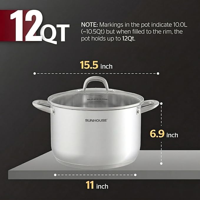 SUNHOUSE Stainless Steel Stock Pot - Image 2