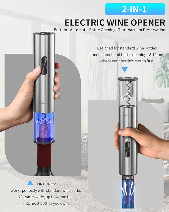 CIRCLE JOY Electric Wine Opener 7-in-1 Stainless Steel Rechargeable Electric - Image 3