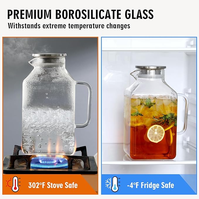 1 Gallon Square Glass Pitcher - Image 5