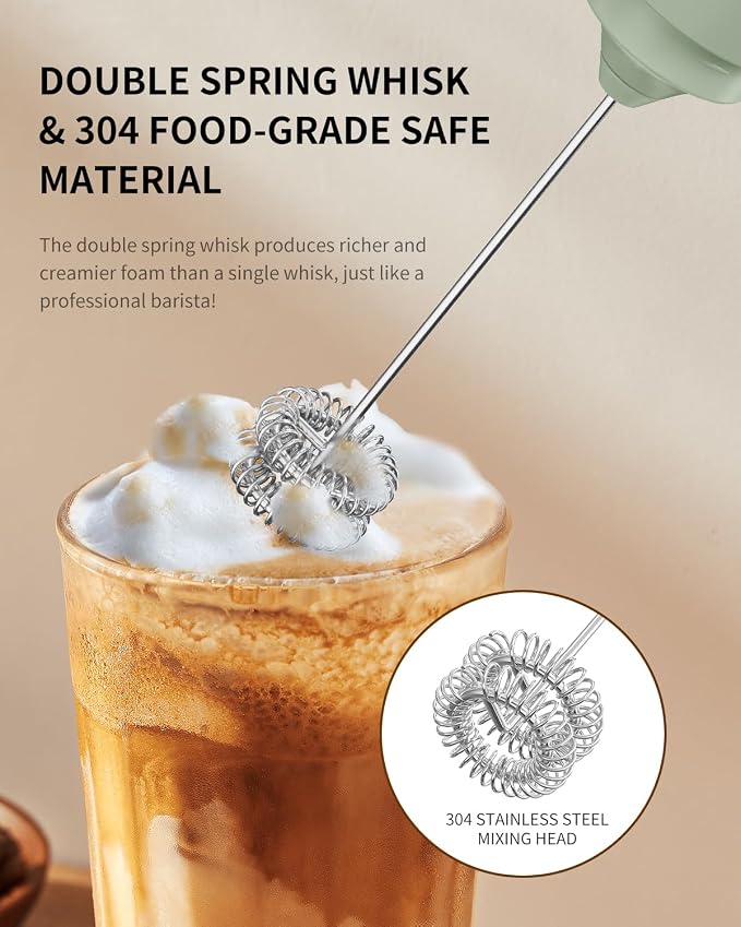CIRCLE JOY Rechargeable Milk Frother Hanheld, Dual Ring Electric Coffee Frother - Image 4