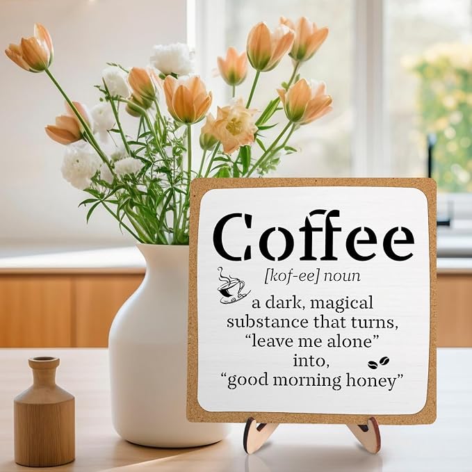 Funny Coffee Bar Decor – Rustic Wooden Sign - Image 3