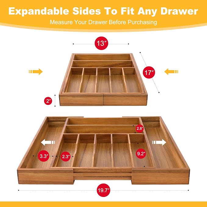 Large Premium Acacia Silverware Organizer - Image 2