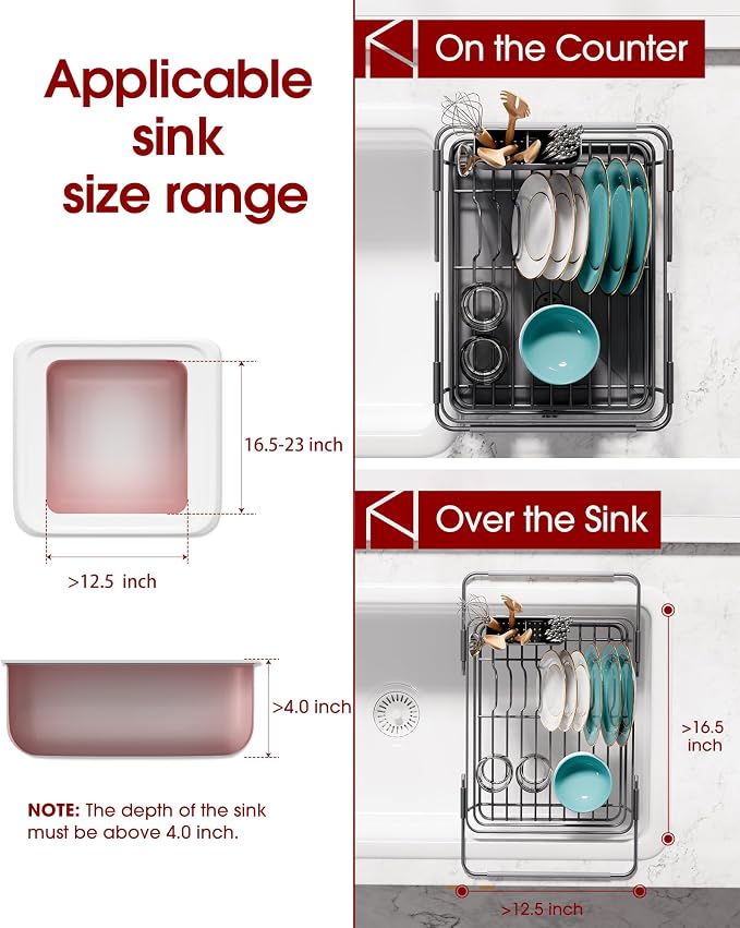 Sakugi Extendable Dish Drying Rack Over Sink - Image 2