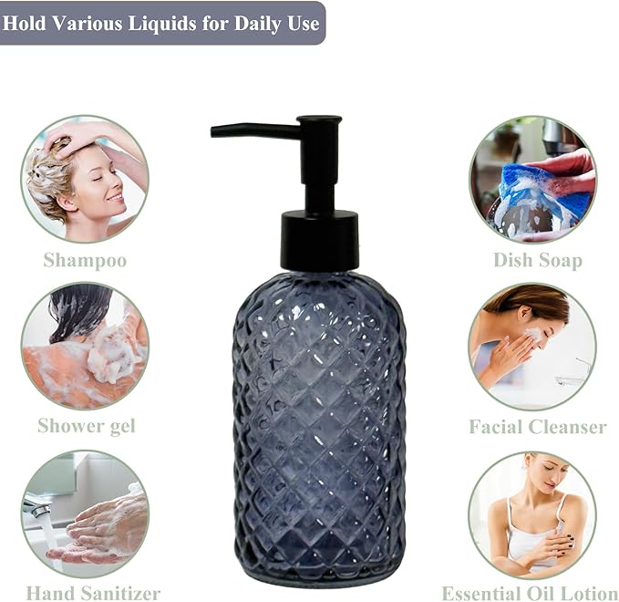Glass Dish Soap Dispenser for Kitchen, 13.5oz Refillable Liquid Hand Soap - Image 5