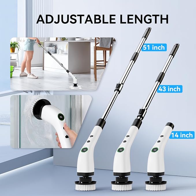 Electric Bathroom Cleaning Brush, Cordless Spin Scrubber Full Body Waterproof - Image 5