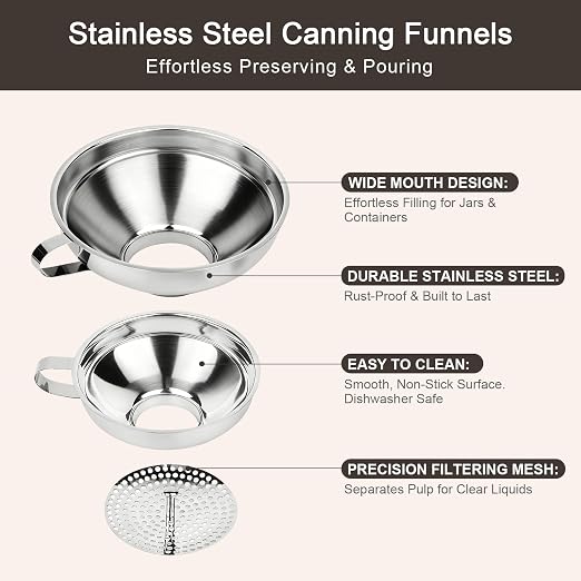 Canning Funnel with Strainer, Wide Mouth Canning Funnels - Image 5