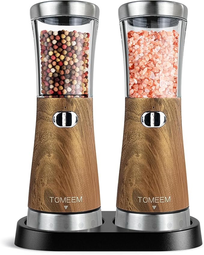 Electric Salt and Pepper Grinder Set by Tomeem