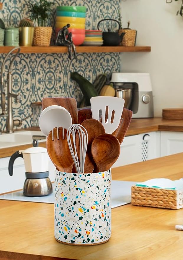 Nucookery Utensil Holder, 6.4" Ceramic Kitchen Utensil Holder - Image 6