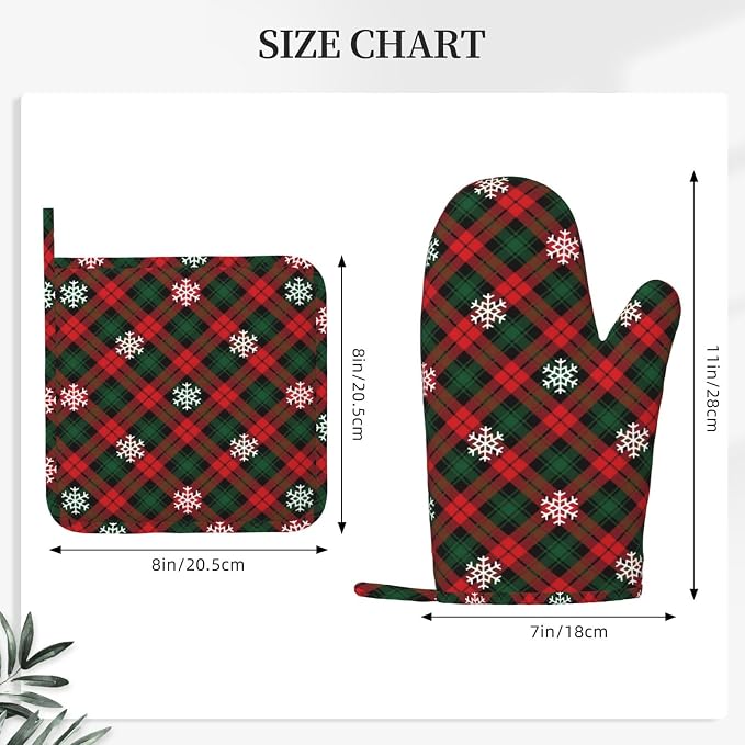 Red Green Plaids Oven Mitts and Pot Holders Set - Image 3