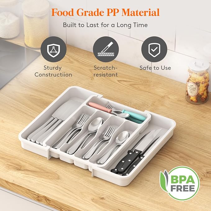 Lifewit Silverware Drawer Organizer, Expandable Utensil Tray - Image 6