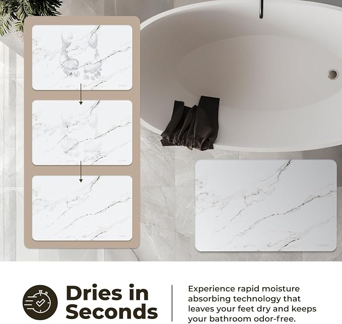 TOSORO - Stone Bath Mat Diatomaceous Earth Shower Mat Non-Slip Super Absorbent - Image 3