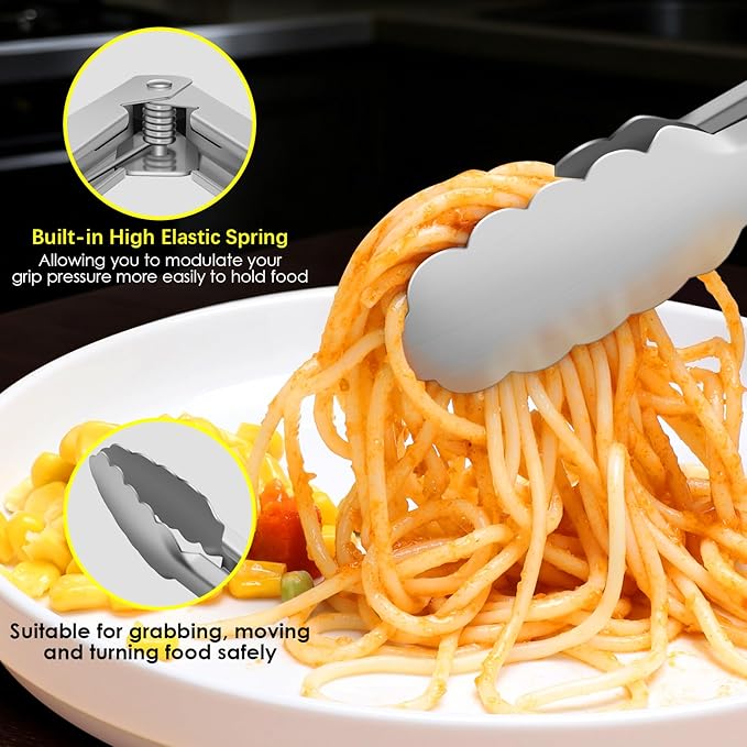 Metal Tongs for Cooking, Heat Resistant 600 Degrees Stainless Steel Kitchen - Image 6