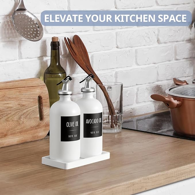 Olive Oil Dispenser Bottle for Kitchen, 16oz Glass Oil and Vinegar Dispenser Set - Image 4