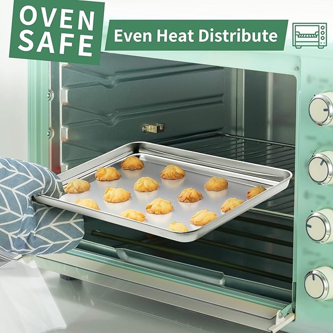 Baking Sheets Set of 2, HKJ Chef Cookie Sheets 2 Pieces & Stainless Steel - Image 6