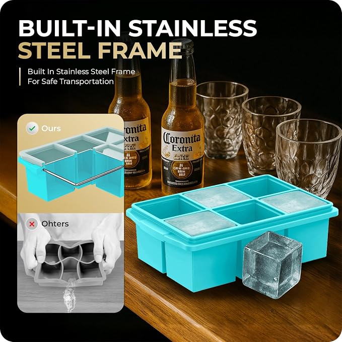 Large Ice Cube Trays for Whiskey, Silicone Ice Cube Tray, - Image 3