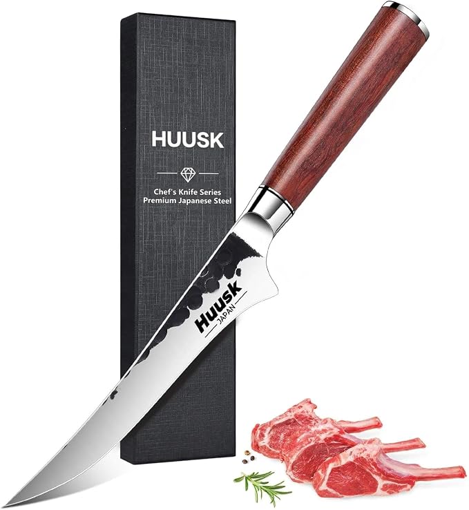 Huusk Boning Knife, Hand Forged 6" Fillet Knife, Butcher Knives Japanese by HuuskKnife