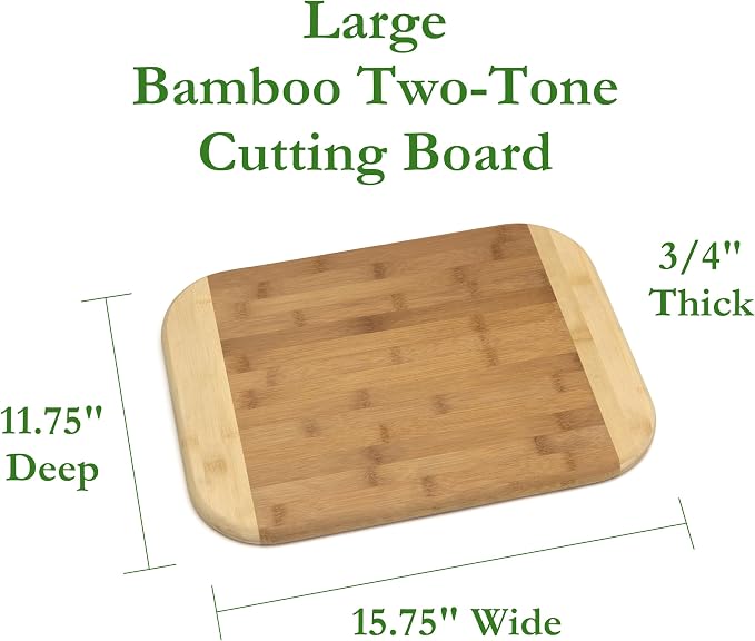 Lipper International Bamboo Wood Two-Tone Kitchen Cutting and Serving Board - Image 2