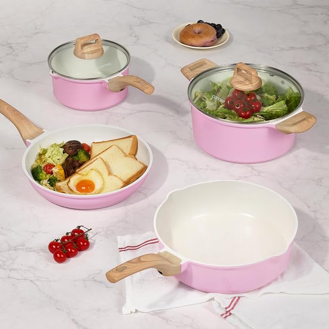 CAROTE Ceramic Cookware Set, Pot and Pan Set - Image 7