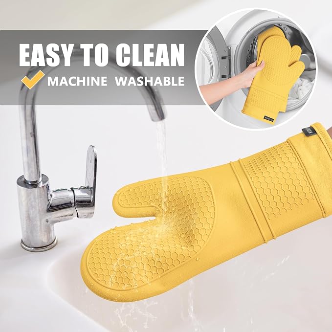 Rorecay Oven Mitts and Pot Holders Sets 6pcs, Extra Long Kitchen Silicone Oven - Image 6