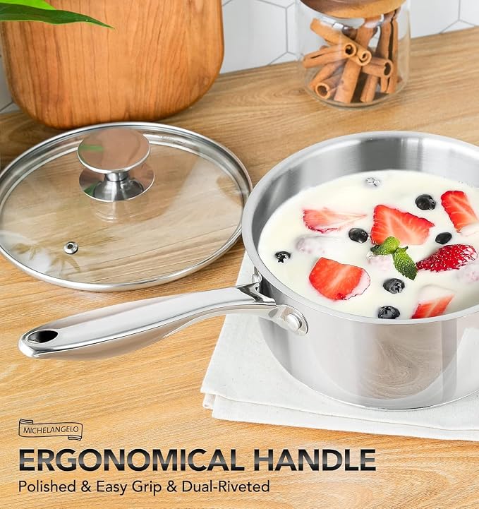 MICHELANGELO Triply Stainless Steel Saucepan Set - Image 6
