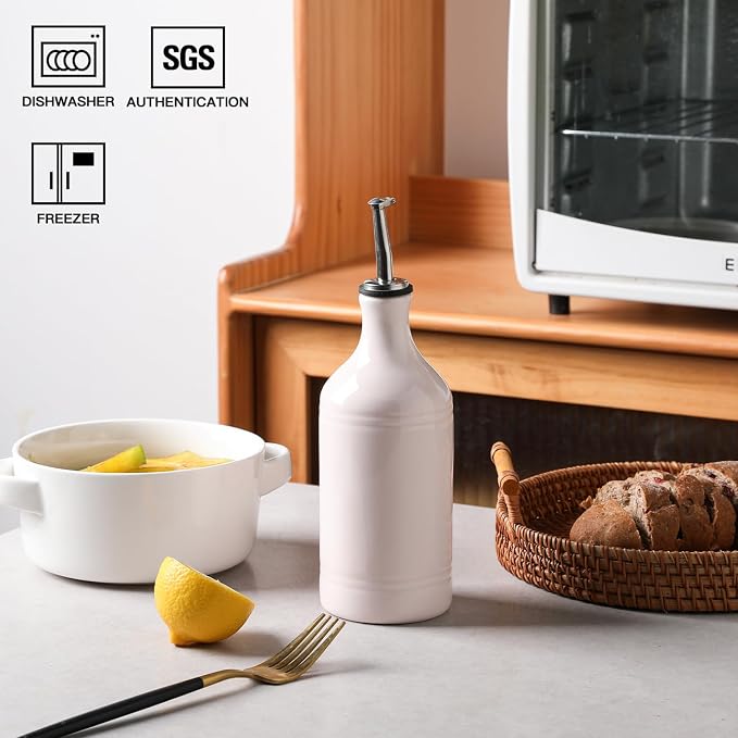 Sweejar Ceramic Olive Oil Dispenser Bottle, Opaque Oil Cruet Protects to Reduce - Image 3