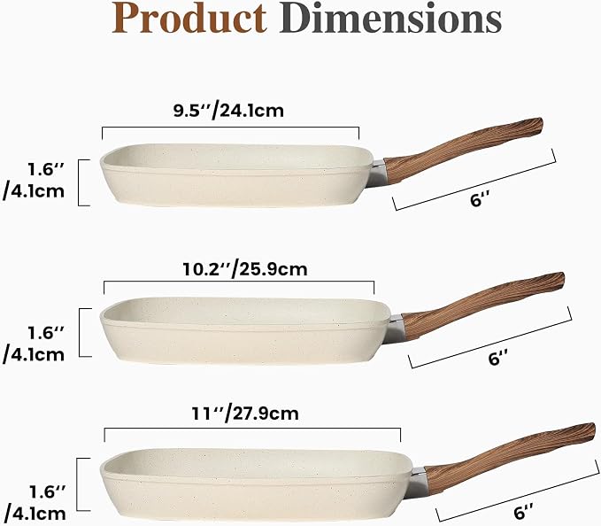 3 Pcs Pots and Pans Set, Nonstick & Non-Toxic Healthy Pots and Pans - Image 2