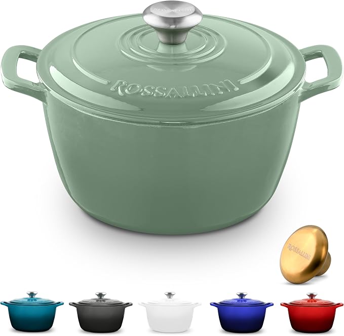 ROSSALLINI Signature Enameled Cast Iron Dutch Oven, Non-Stick Serving Pot by RossalliniSignatureStoneware