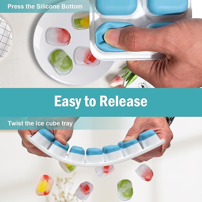 3 Pack Ice Cube Trays with Lids, Flexible Silicone Bottom - Image 2