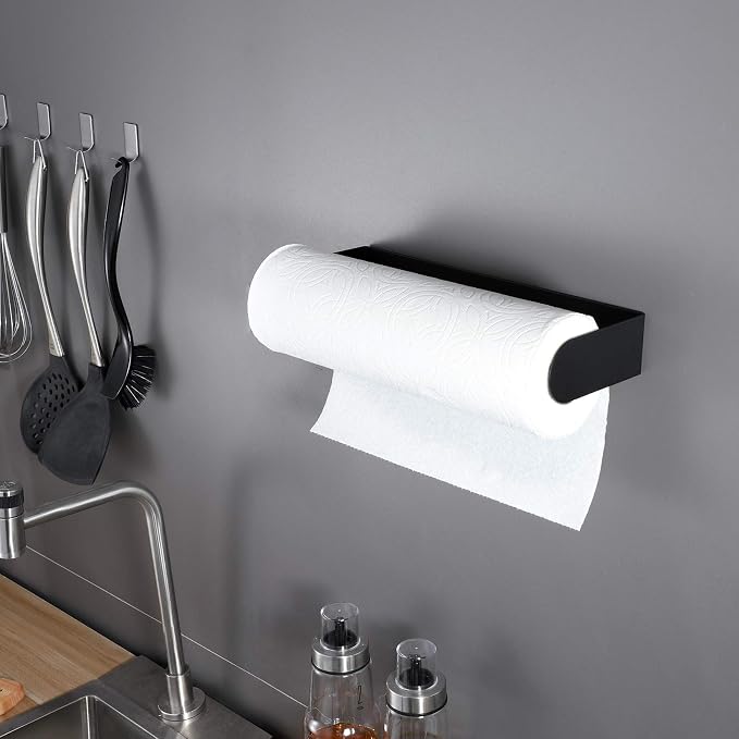 ZUNTO Black Paper Towel Holder Under Cabinet, Stainless Steel Kitchen Towel - Image 5