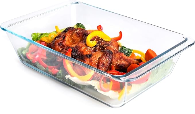 Deep Clear Glass Baking Dish, Rectangular Tempered Glass Baking Pan, The Larger by HUSANMP