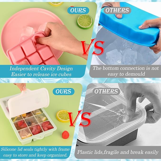 HUAKENER 2 Pack Silicone Ice Cube Tray, Medium Size Ice Cube Trays - Image 3