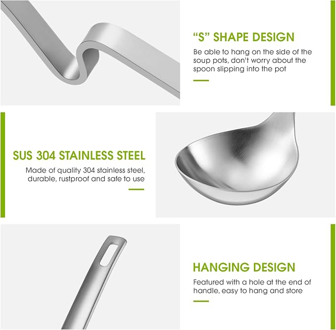 Patelai Hot Pot Slotted Ladle Set Stainless Steel Soup Ladle Strainer Scoops - Image 3