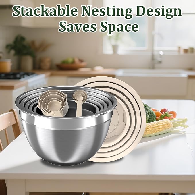 Mixing Bowls with Lids Set, Nesting Storage Bowls - Image 7