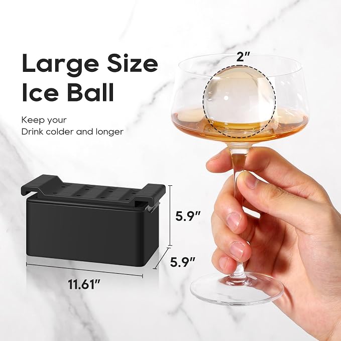 Mooues Clear Ice Cube Maker, 8 Large Whiskey Ice Cubes Mold, 2 Inch Silicone - Image 3