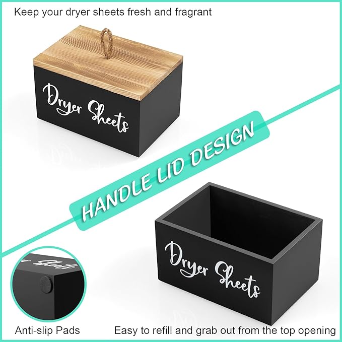 Bivvclaz Dryer Sheet Holder, Wooden Laundry Sheets Container, Laundry Room - Image 4
