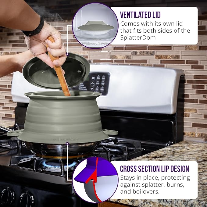 L.I.Q Silicone Splatter Guard – Fits 10 and 12 Inch Pots – Microwave Safe and - Image 5