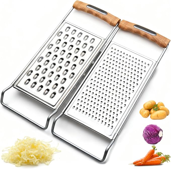 2 Pack Cheese Grater Handheld, Stainless Steel Zester Set of 2, Kitchen Flat by Lekayihu